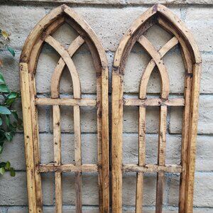 Arch Wood Frame Distress Brown Shabby Chic Livor Set of 2, 33 H